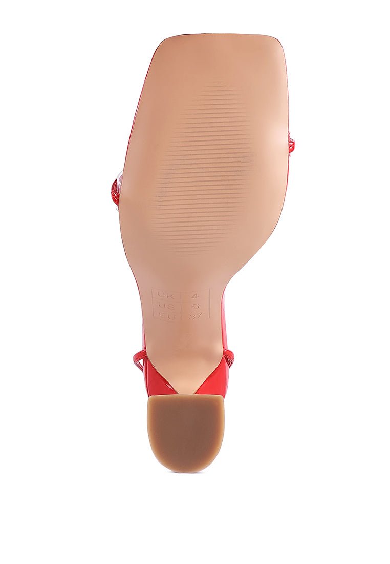 Biten Berry Spool Heel Lace Up Sandals - Patent Croc Mid Heel Summer Shoes - Style Queenz