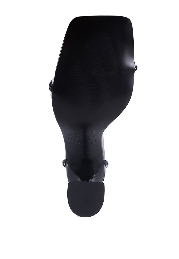 Biten Berry Spool Heel Lace Up Sandals - Patent Croc Mid Heel Summer Shoes - Style Queenz