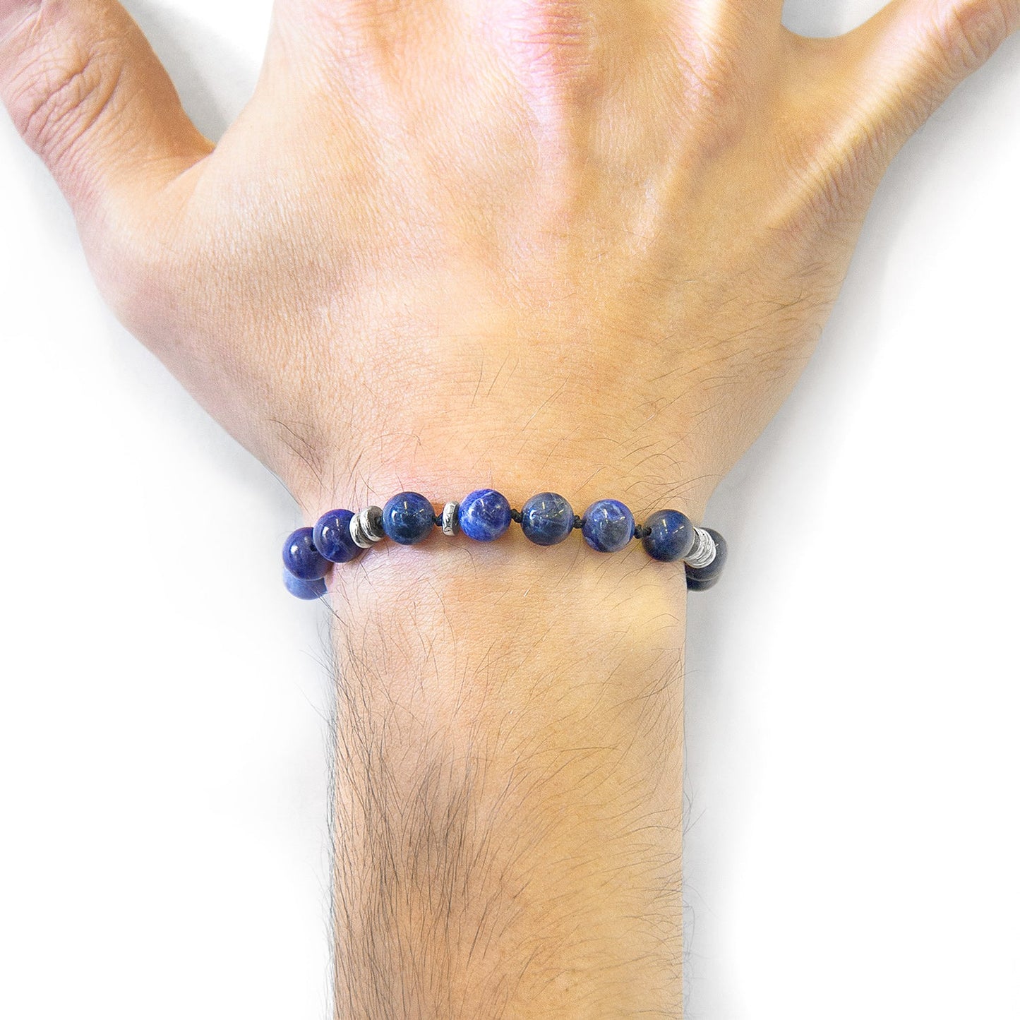 Blue Sodalite Macrame Bracelet - Handcrafted Sterling Silver Beaded Jewelry - Style Queenz