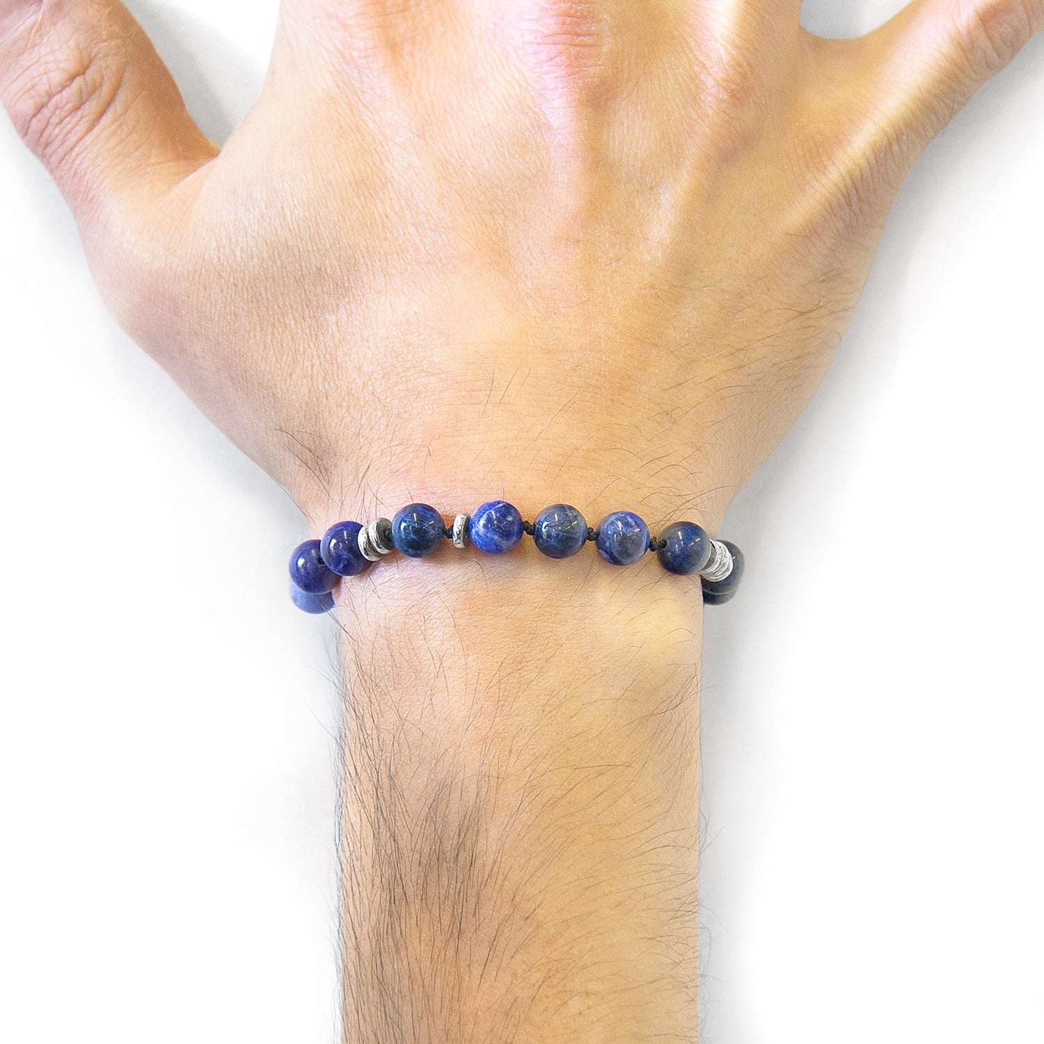 Blue Sodalite Macrame Bracelet - Handcrafted Sterling Silver Beaded Jewelry - Style Queenz