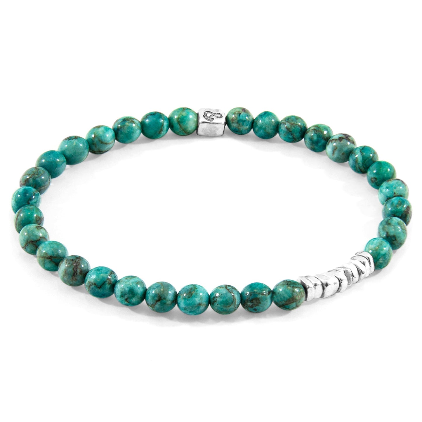 Blue Turquoise Atrato Bracelet - Sterling Silver Disc Beaded Jewelry - Style Queenz