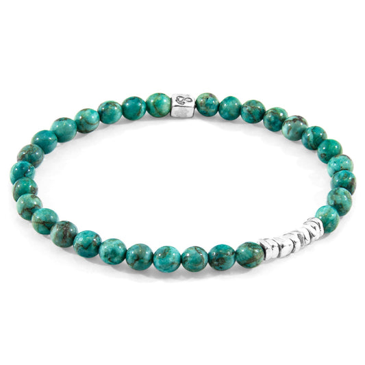Blue Turquoise Atrato Bracelet - Sterling Silver Disc Beaded Jewelry - Style Queenz