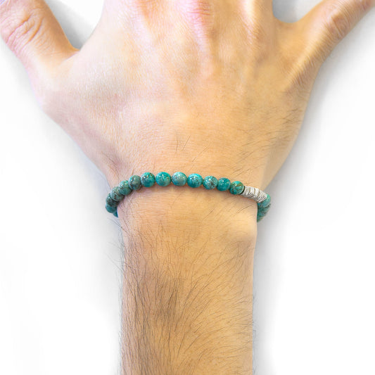 Blue Turquoise Atrato Bracelet - Sterling Silver Disc Beaded Jewelry - Style Queenz