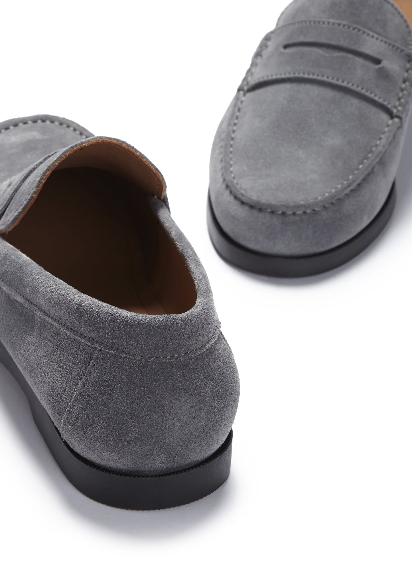Men's Slate Grey Suede Boat Loafers - Penny Style