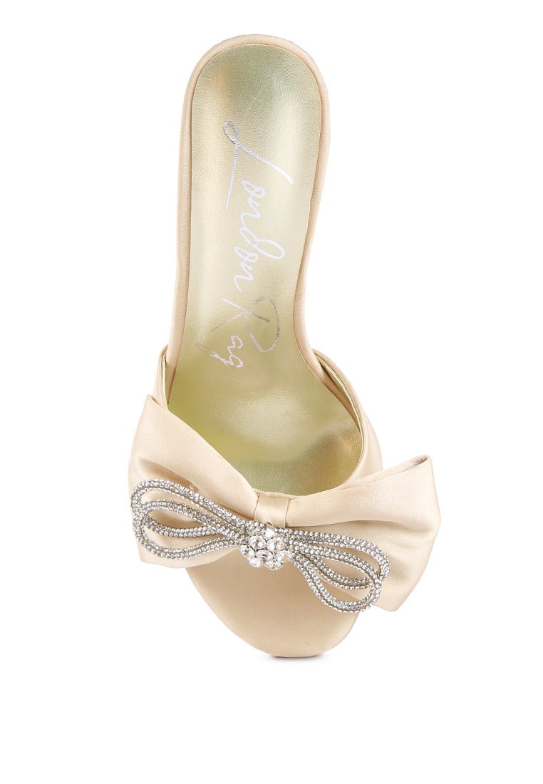 Brag In Rhinestone Bow Satin Heels - Diamante Embellished Wedding Stilettos - Style Queenz