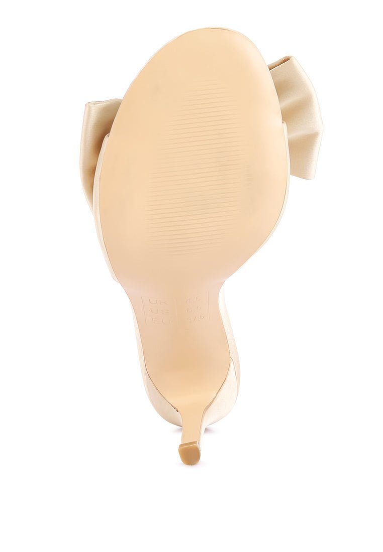 Brag In Rhinestone Bow Satin Heels - Diamante Embellished Wedding Stilettos - Style Queenz