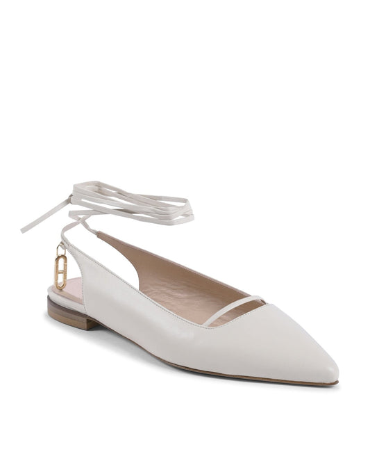 Brenda Flat Crudo - Italian Leather Pointed Toe Slingback Shoes - Style Queenz