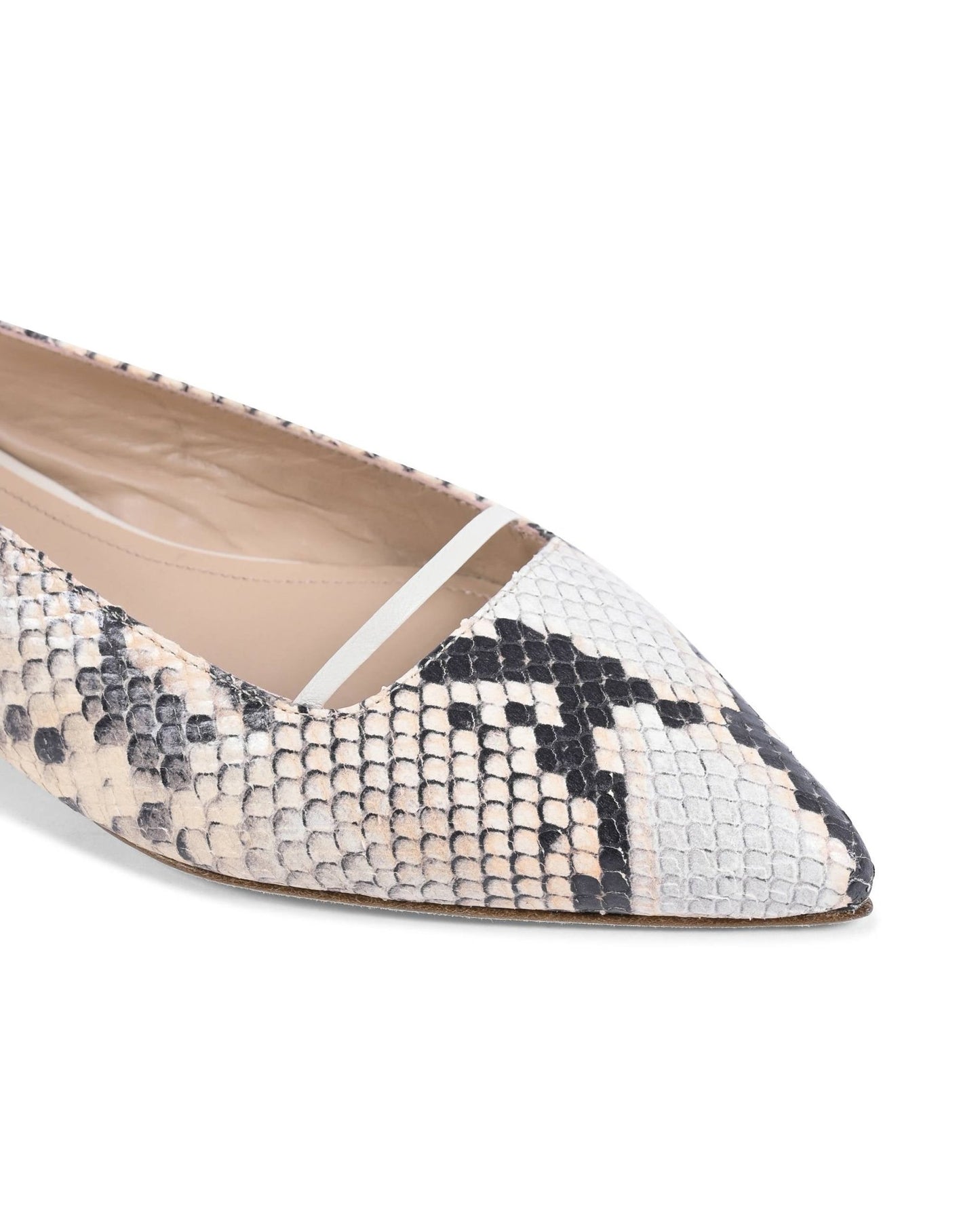 Brenda Flat Python Black/Nude Slingback - Italian Designer Pointed Toe Flats 1cm - Style Queenz