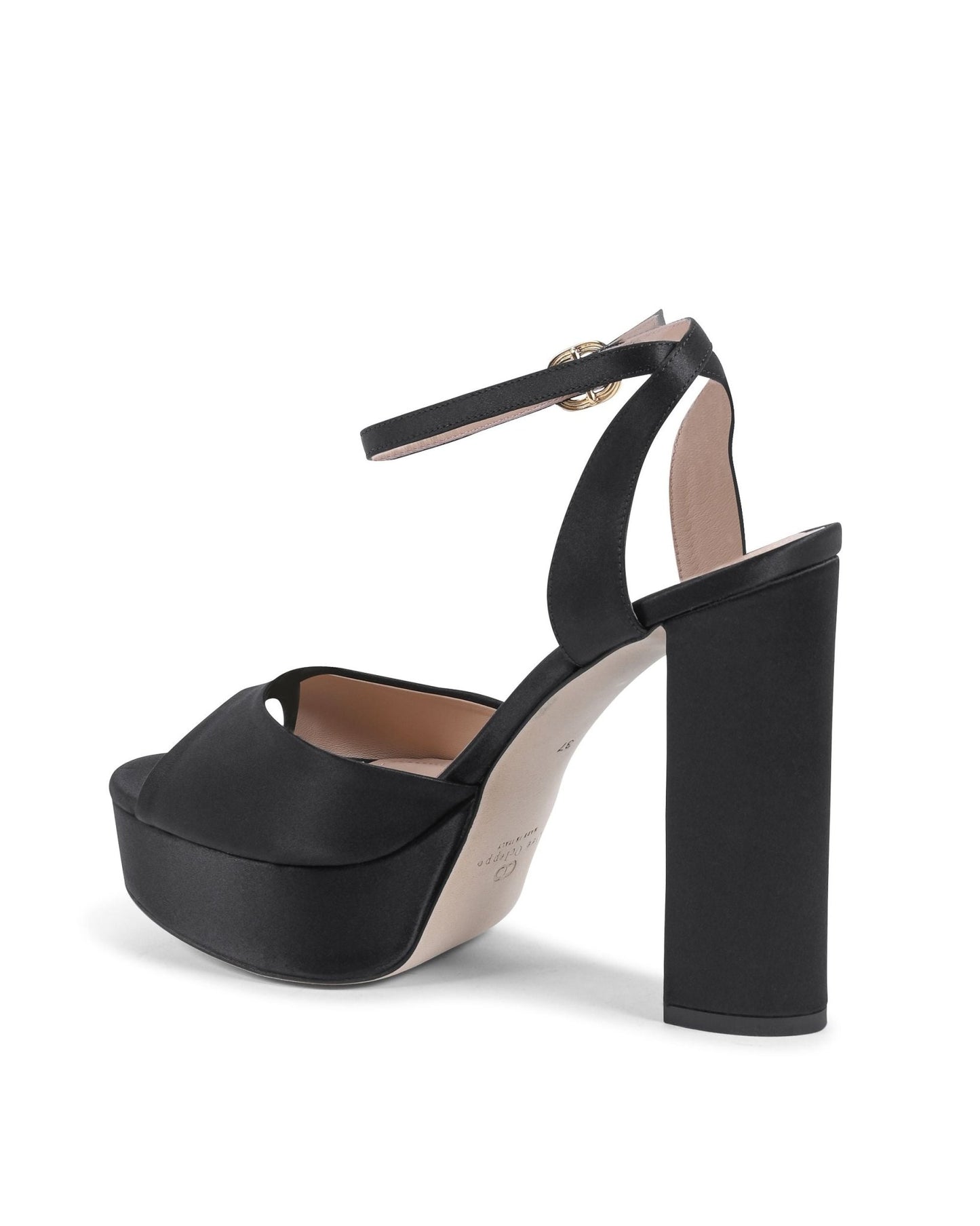 Brigitte Satin Black - Italian Platform Sandals with 13cm Heel and Ankle Strap - Style Queenz