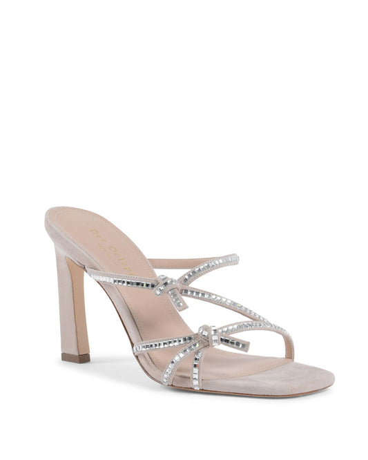 Britney Crystal Embellished Nude Suede Sandals - Italian Luxury - Style Queenz