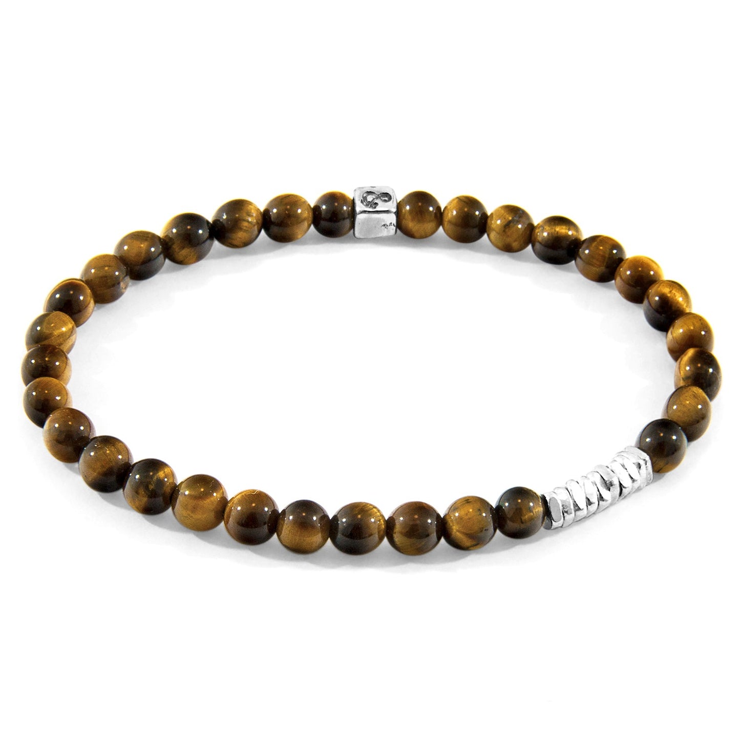 Brown Tigers Eye Atrato Bracelet - Sterling Silver Disc Beaded Jewelry - Style Queenz