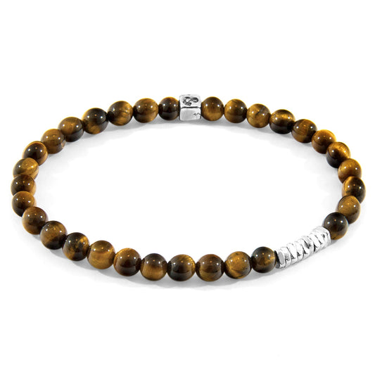 Brown Tigers Eye Atrato Bracelet - Sterling Silver Disc Beaded Jewelry - Style Queenz