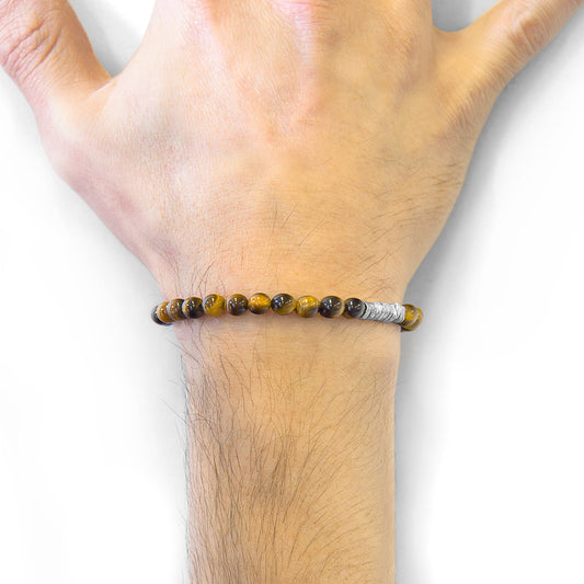 Brown Tigers Eye Atrato Bracelet - Sterling Silver Disc Beaded Jewelry - Style Queenz