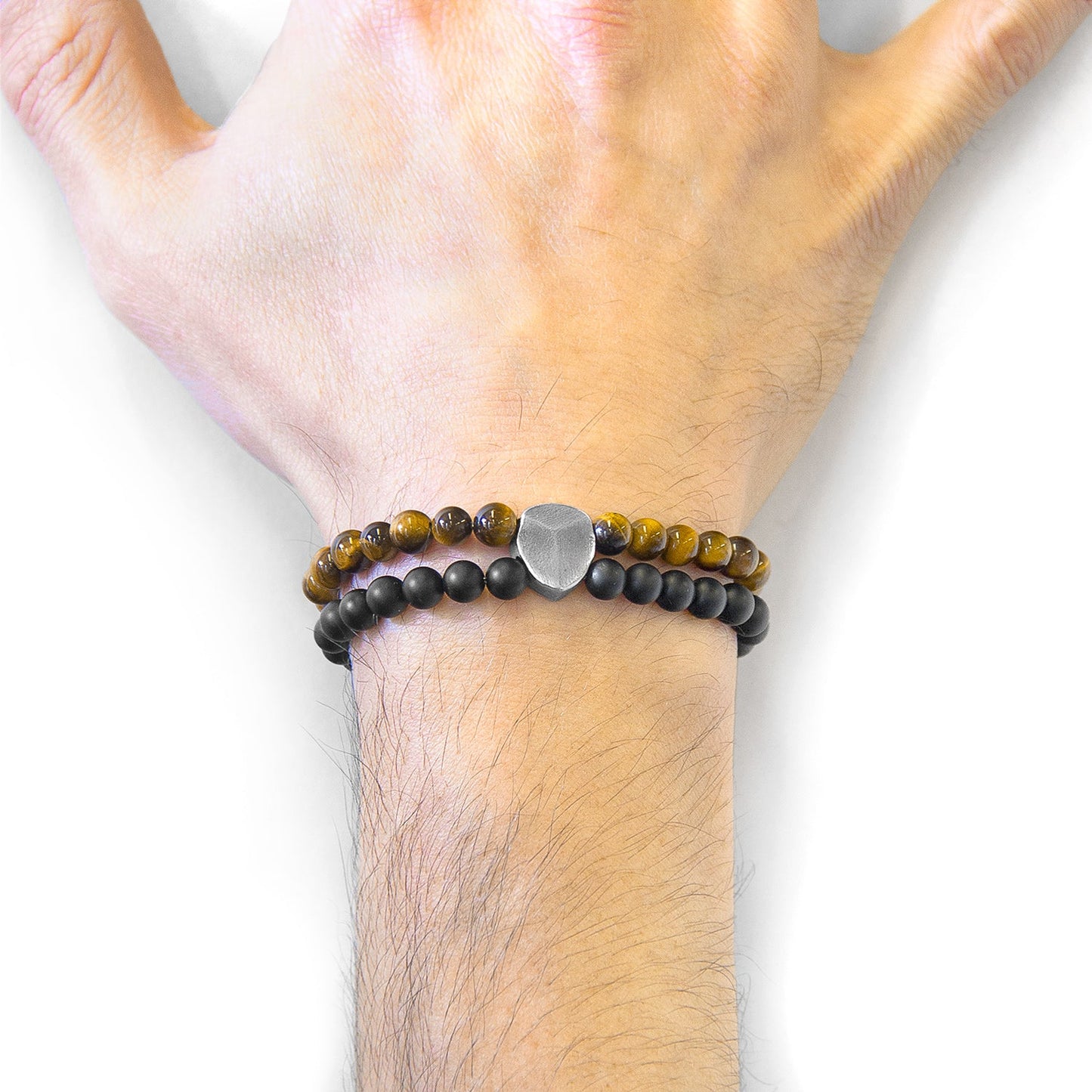 Brown Tigers Eye Iguazu Bracelet - Double Row Sterling Silver Beaded Jewelry - Style Queenz