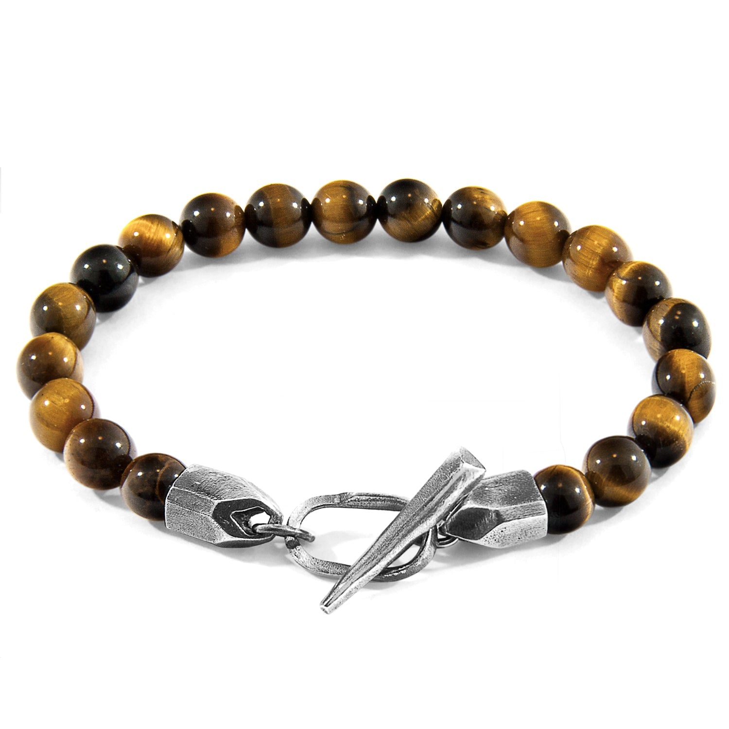 Brown Tigers Eye Sterling Silver Bracelet - Handcrafted British Gemstone Jewelry - Style Queenz