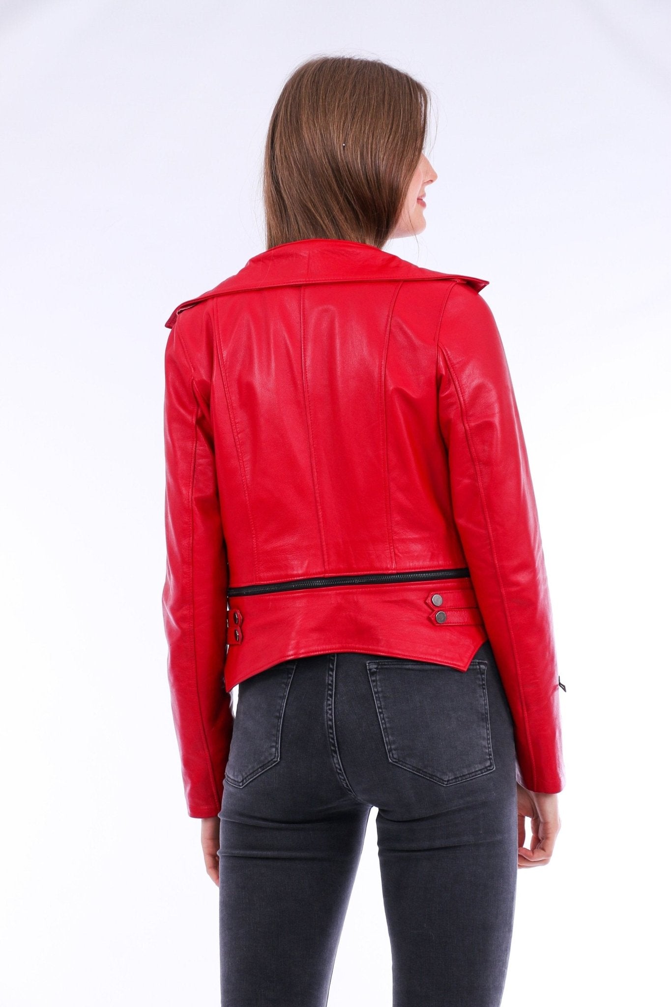 Buttagi Red Leather Biker Jacket - Premium Nappa Lambskin Women's Motorcycle Jacket - Style Queenz