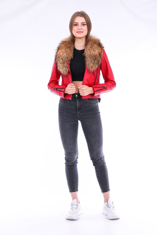 Buttagi Red Leather Biker Jacket - Premium Nappa Lambskin Women's Motorcycle Jacket - Style Queenz