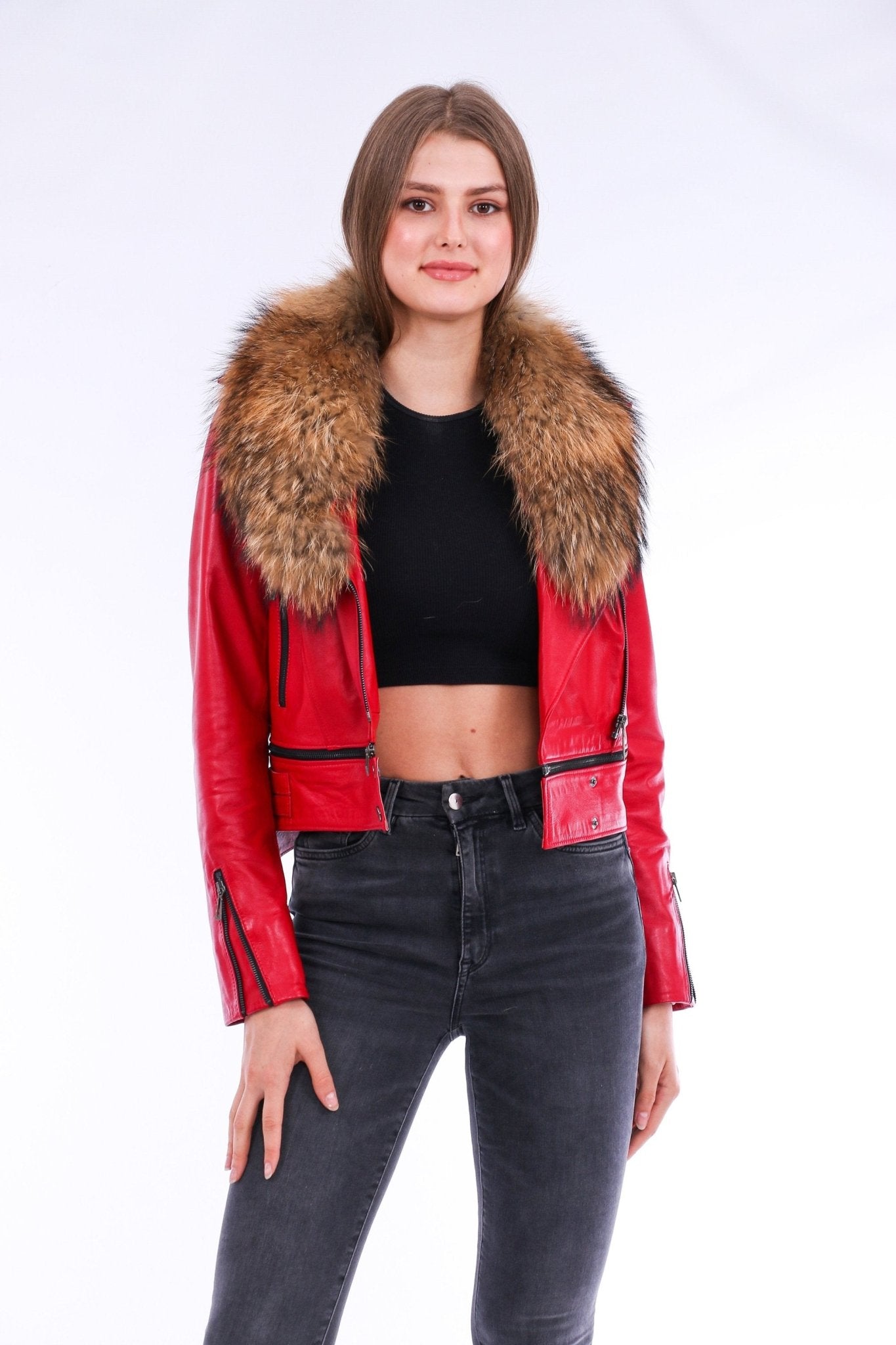 Buttagi Red Leather Biker Jacket - Premium Nappa Lambskin Women's Motorcycle Jacket - Style Queenz