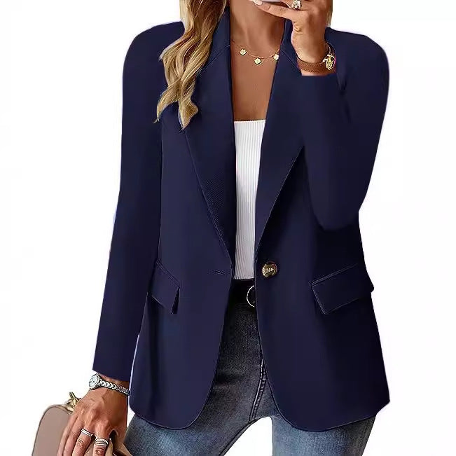 Women's Solid Color Blazer Jacket - Long Sleeve