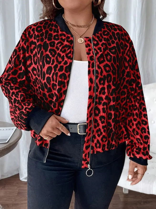 Women's Leopard Print Polyester Jacket