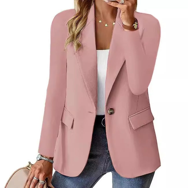 Women's Solid Color Blazer Jacket - Long Sleeve