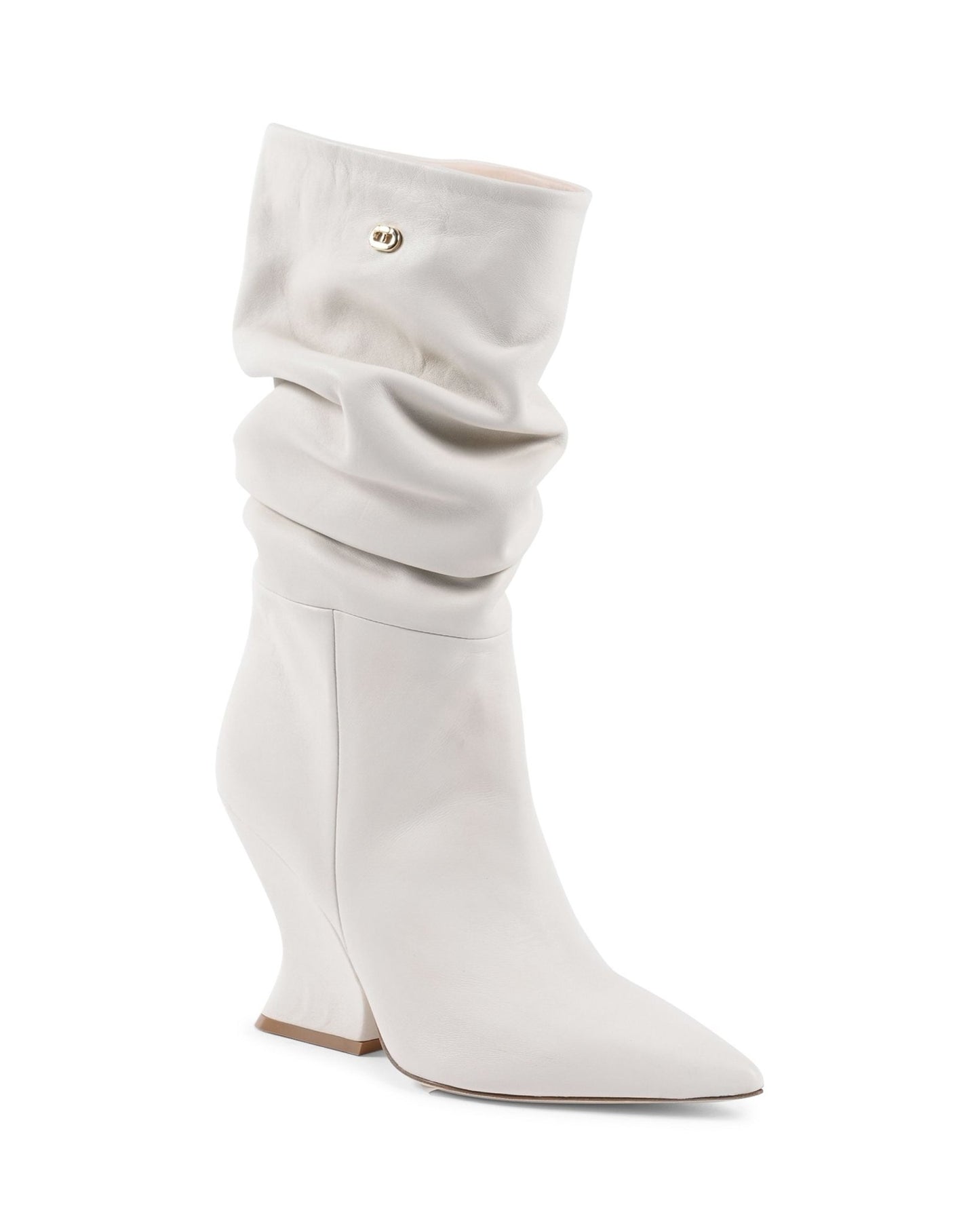 Cady Boot - Off White Italian Nappa Leather Slouchy Boot with 10cm Wedge - Style Queenz