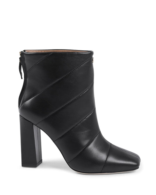 Camilla Black Ankle Boots - Italian Leather Quilted Boots with 9cm Heel - Style Queenz