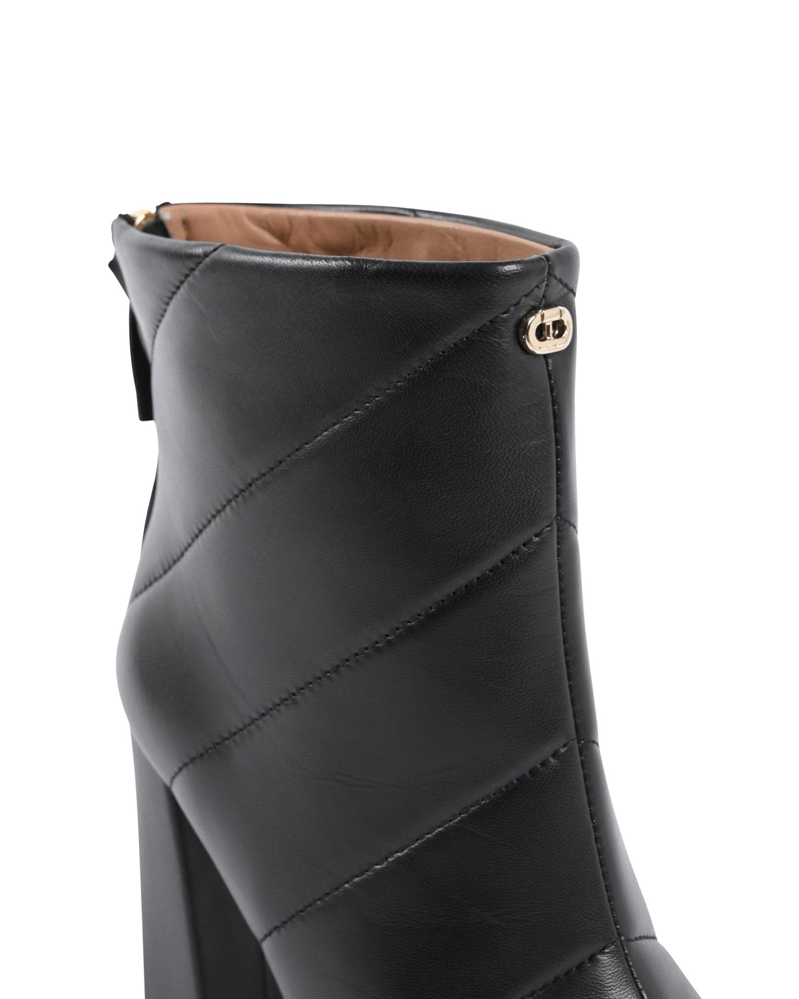 Camilla Black Ankle Boots - Italian Leather Quilted Boots with 9cm Heel - Style Queenz