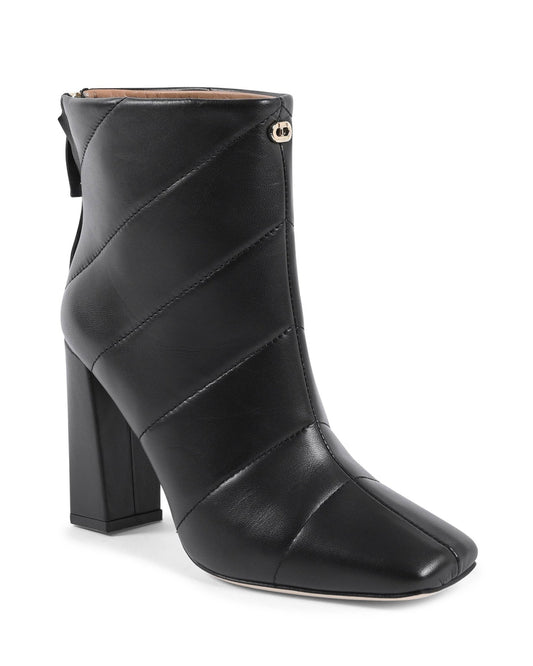 Camilla Black Ankle Boots - Italian Leather Quilted Boots with 9cm Heel - Style Queenz