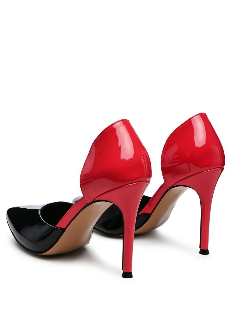 Candy Cane Patent High Heel Pumps - Color Block Stiletto Shoes - Style Queenz