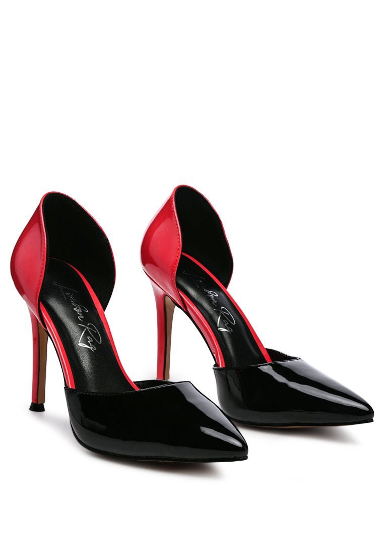 Candy Cane Patent High Heel Pumps - Color Block Stiletto Shoes - Style Queenz