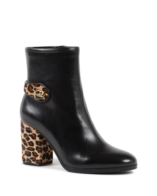 Carion Black Ankle Boots - Italian Leather Leopard Detail Booties - Style Queenz