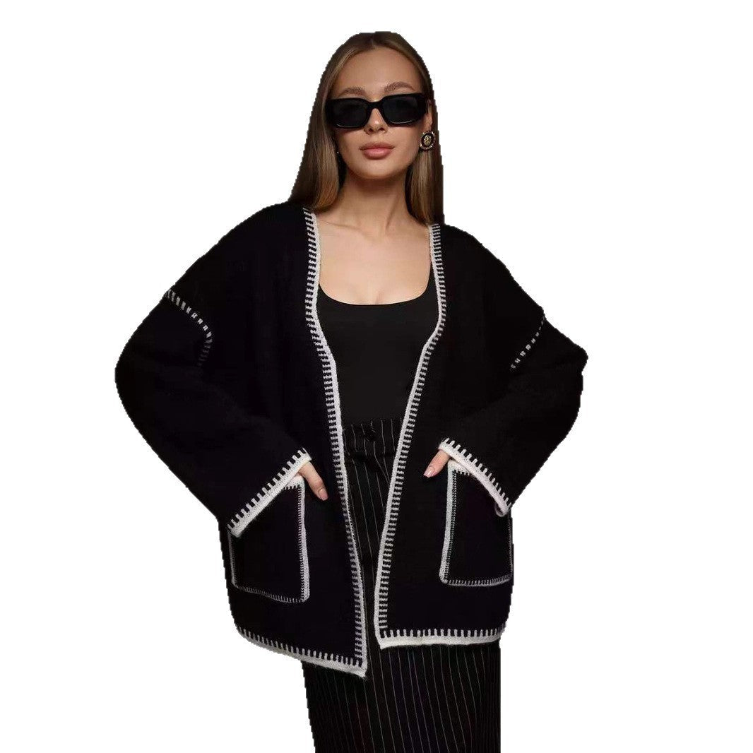 Women's Lace-Up Knitted Cardigan Sweater Coat