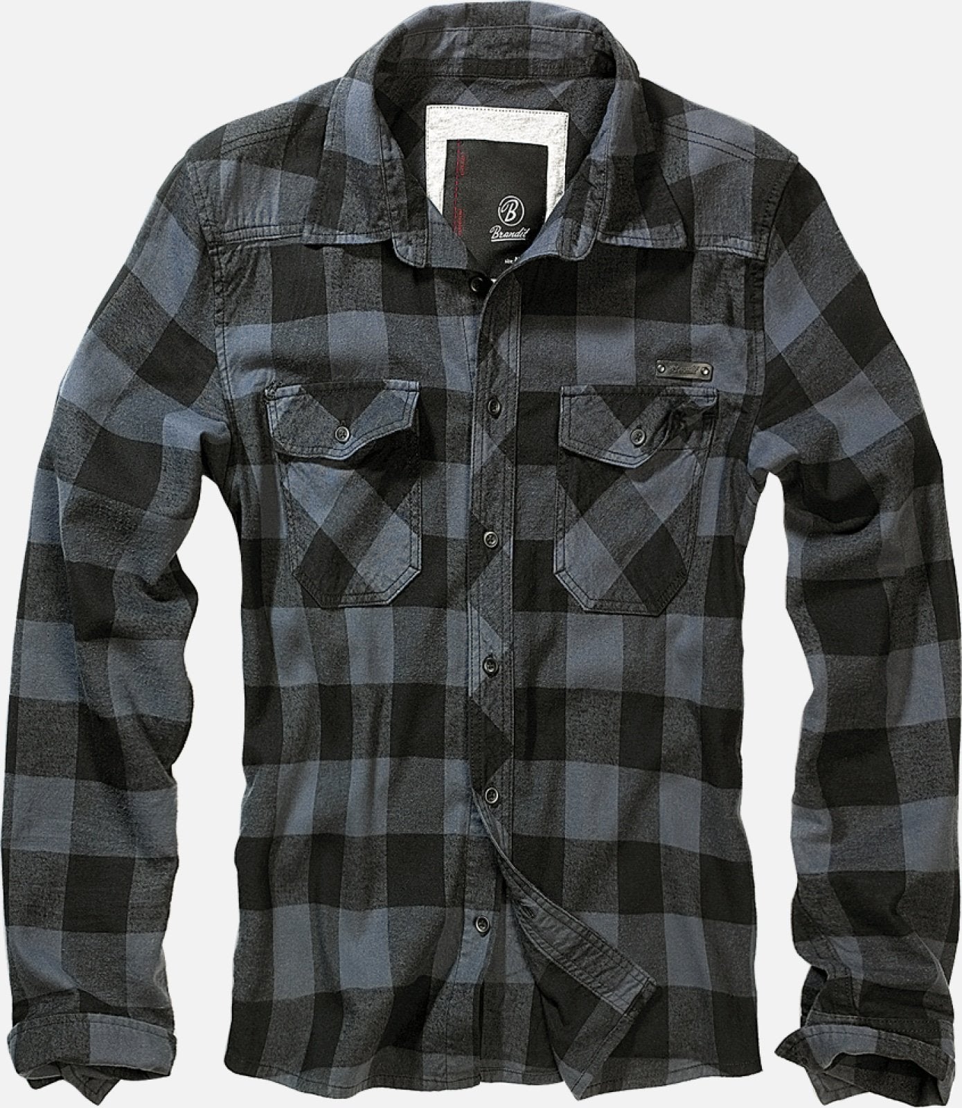 Black and gray plaid shirt on a white background