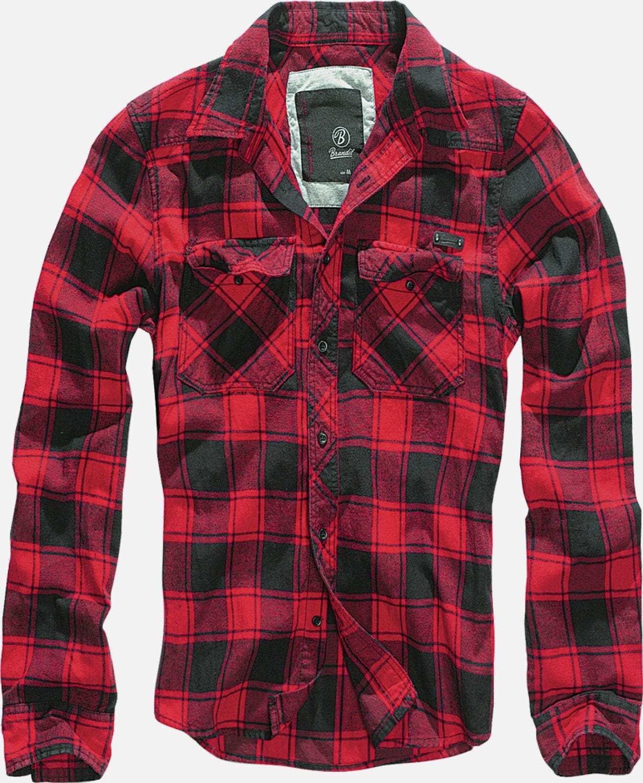 Red and black plaid shirt on a white background