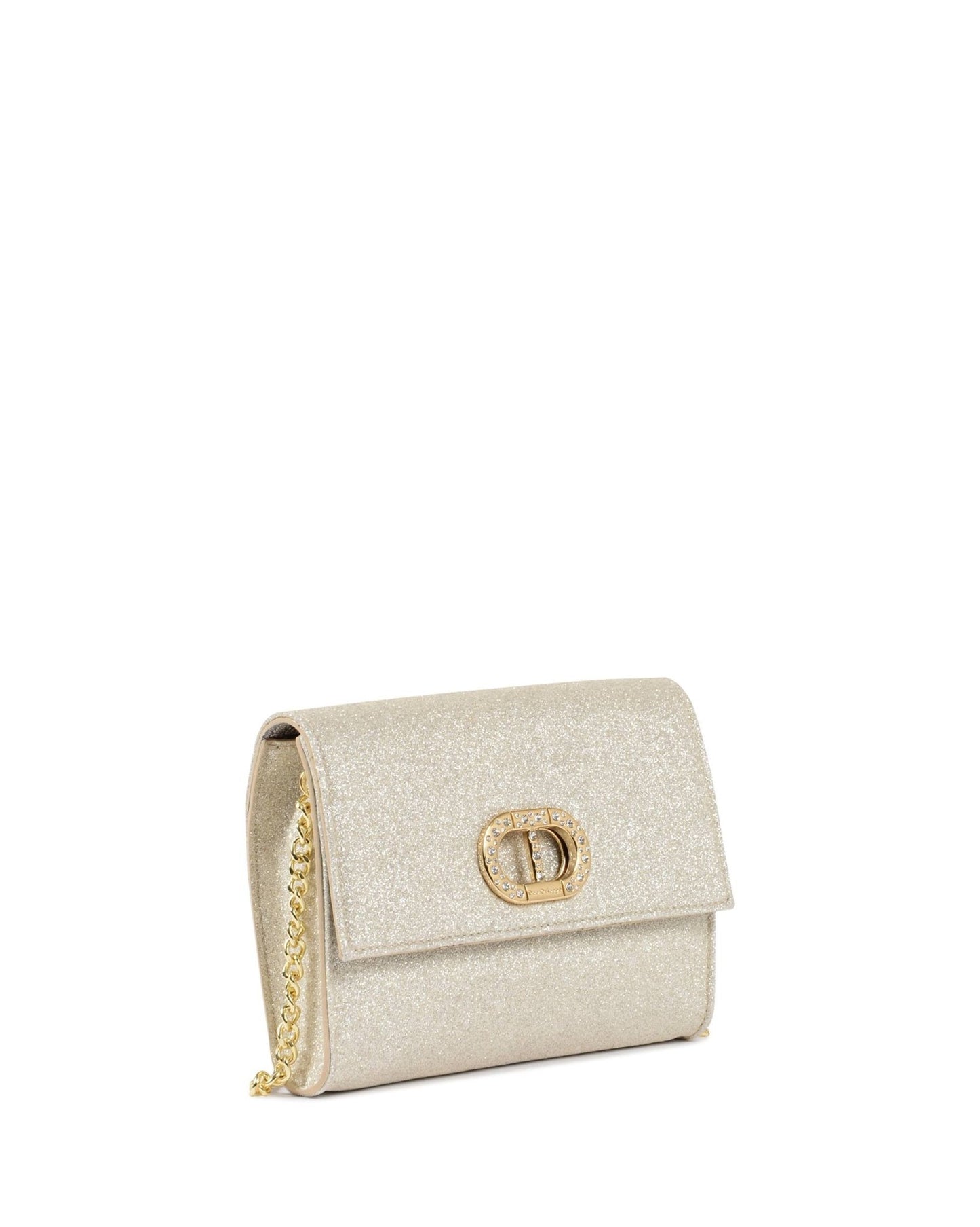 Cindarella Clutch - Italian Luxury Glitter Evening Bag with Gold Chain - Style Queenz