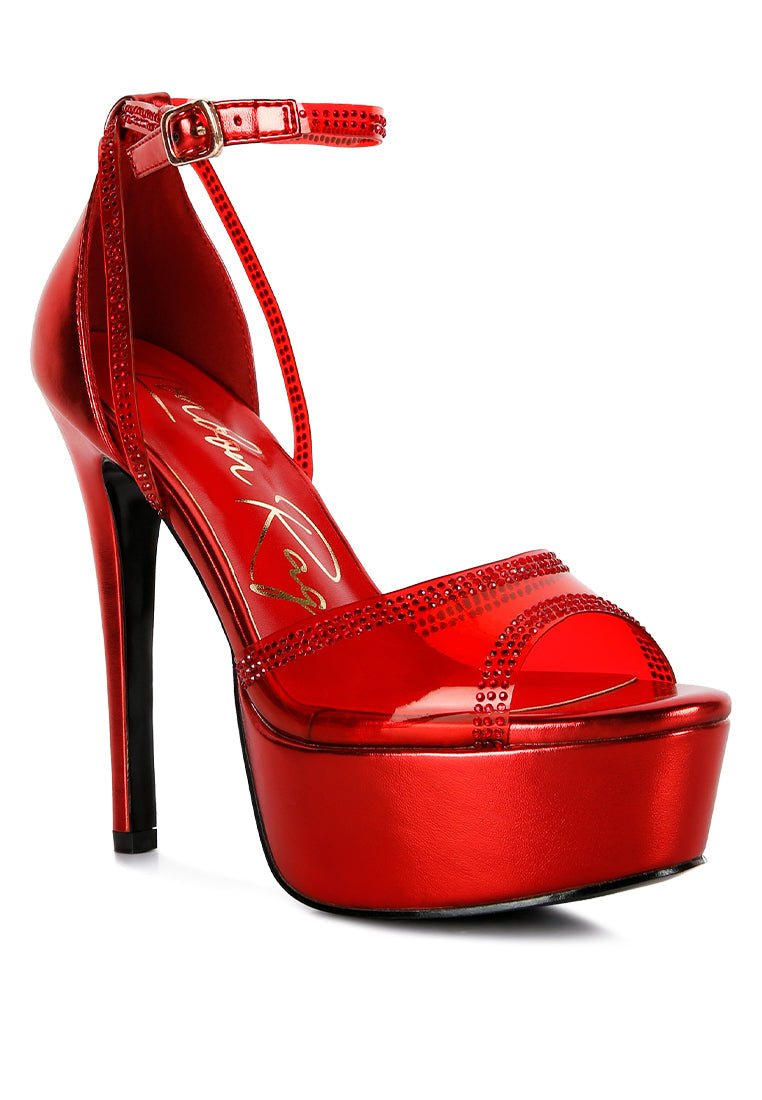 Cinderella Rhinestone Stiletto Platform Sandals - Glamorous Party Heels - Style Queenz