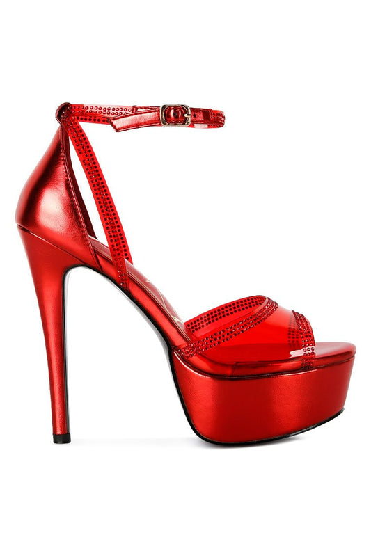 Cinderella Rhinestone Stiletto Platform Sandals - Glamorous Party Heels - Style Queenz