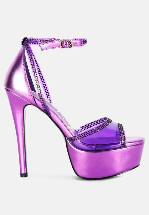 Cinderella Rhinestone Stiletto Platform Sandals - Glamorous Party Heels - Style Queenz