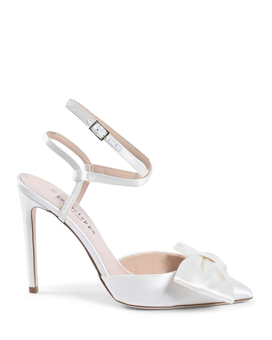 Cocktail Time Pump Ivory - Italian Satin Stiletto with Ankle Strap - Style Queenz