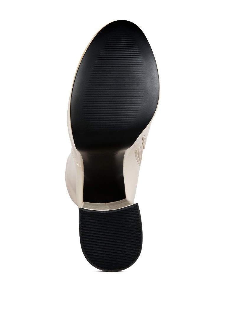 Coraline Platform Calf Boots - High Block Heel with Elasticated Gussets - Style Queenz