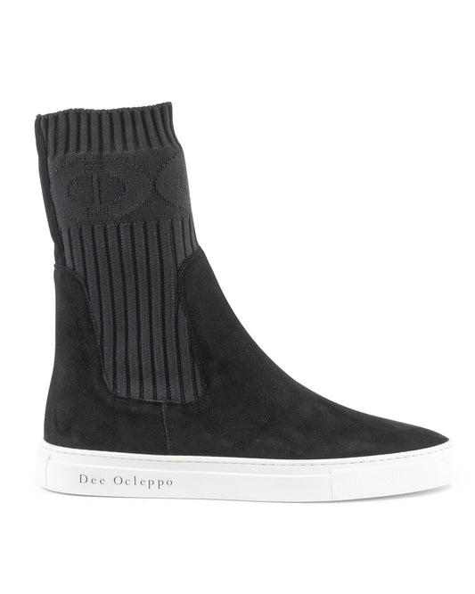 Courchevel Ankle Boots - Italian Suede Boots with Ribbed - Knit Sleeve - Style Queenz
