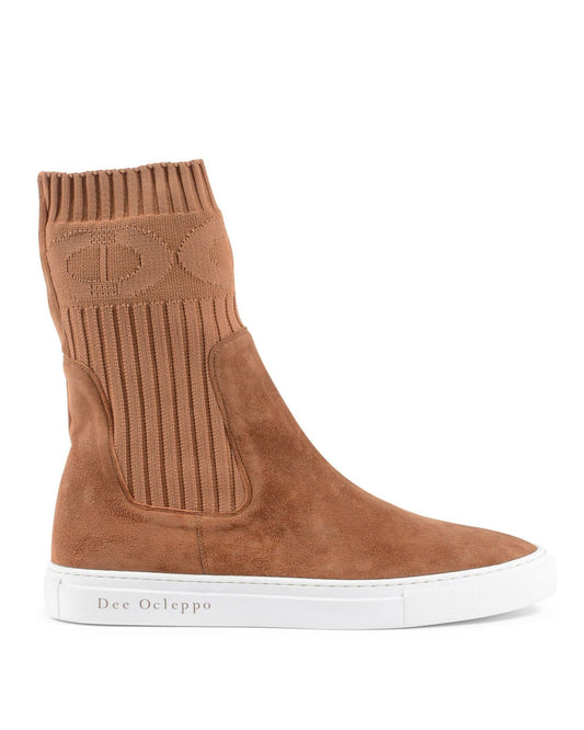 Courchevel Ankle Boots - Italian Suede Luxury Boots with Ribbed - Knit Sleeve - Style Queenz