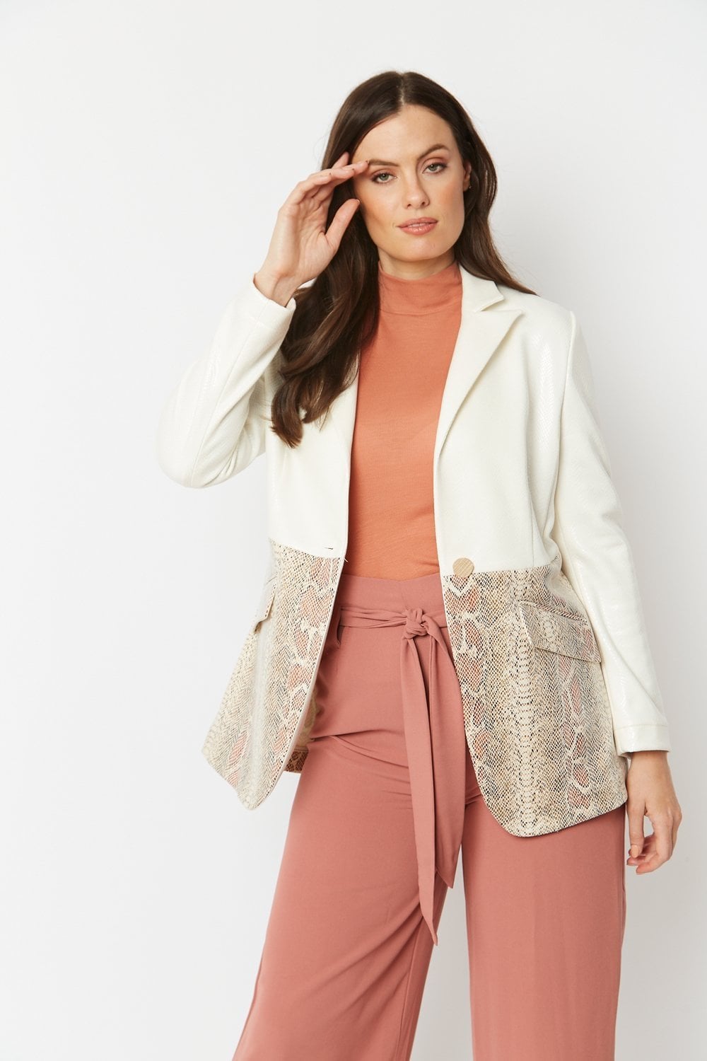 Cream Faux Leather Suede Jacket - Women's