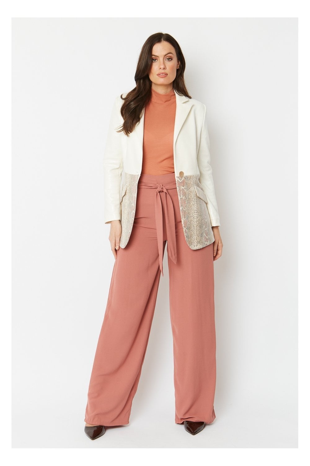 Cream Faux Leather Suede Jacket - Women's