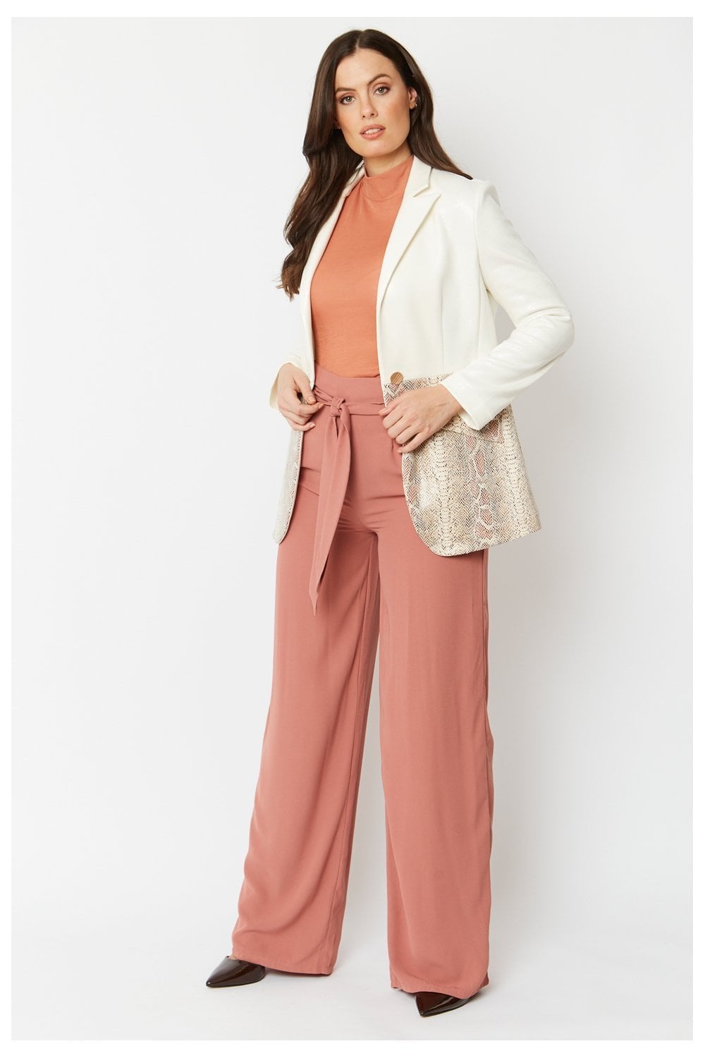 Cream Faux Leather Suede Jacket - Women's