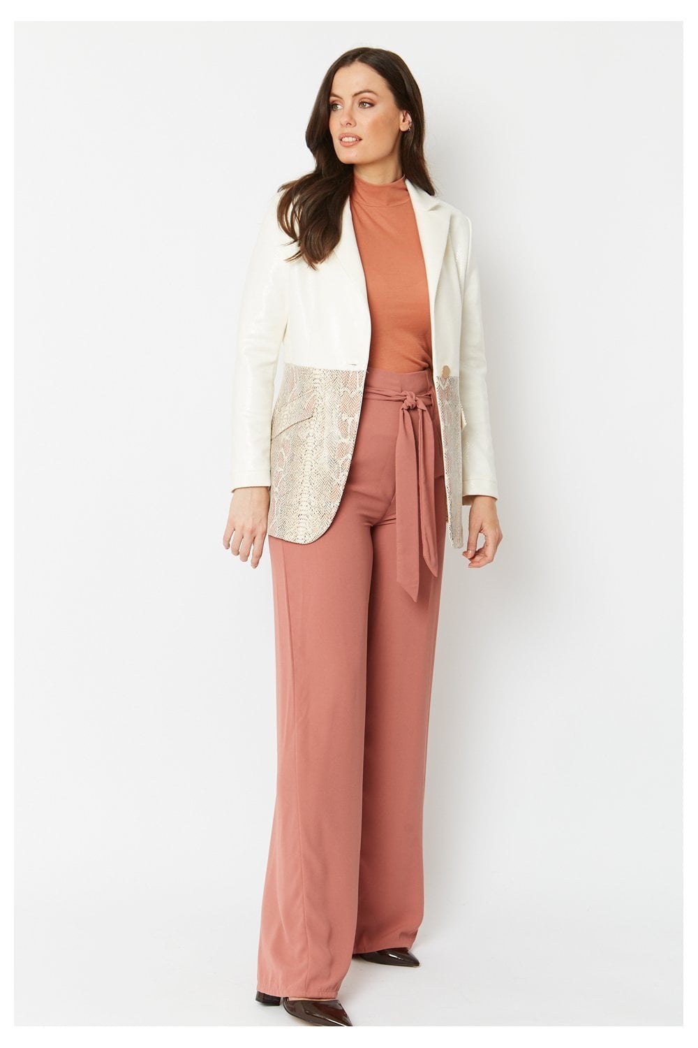 Cream Faux Leather Suede Jacket - Women's