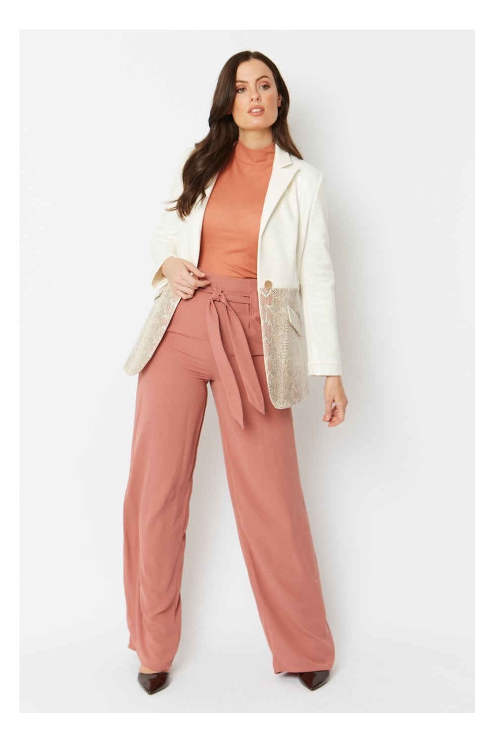 Cream Faux Leather Suede Jacket - Women's