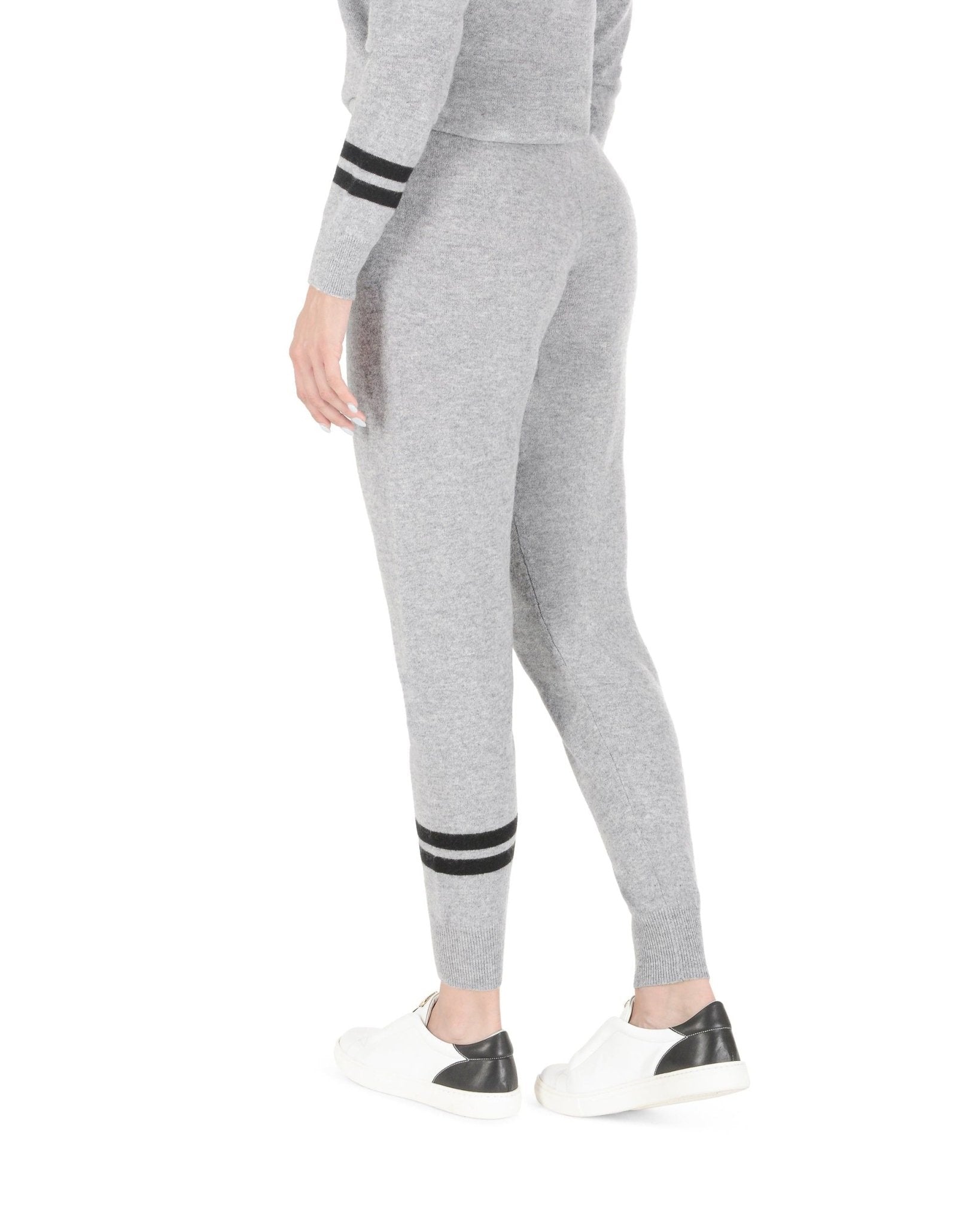 Crown of Edinburgh Cashmere Track Pants - Morningside Grey Letter K - Style Queenz