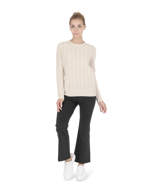 Crown of Edinburgh Cashmere Women's Round Neck Sweater - Cream Italian Made - Style Queenz